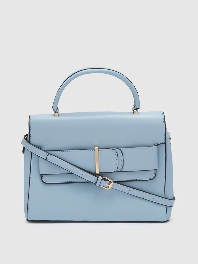 جلو باص حقيبة يد نسائية بلون رمادي مزرق سادة كاجوال من جلوبس